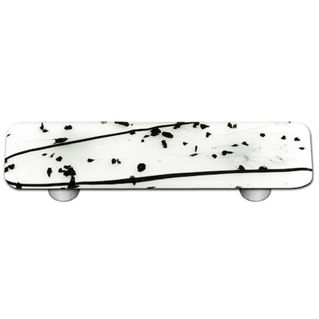 Palacedesigns Mardi Gras Black with White Rectangle Glass Cabinet Pull - Aluminum Post PA37539